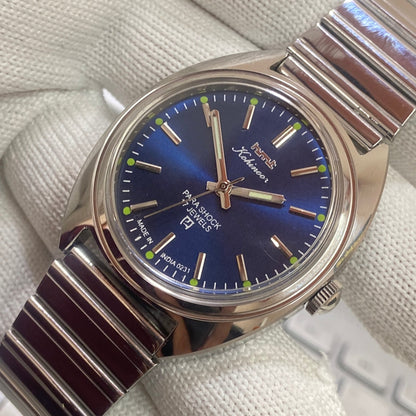 Vintage HMT Kohinoor Hand Winding 17 Jewels Blue Face Men's Wrist Watch B75