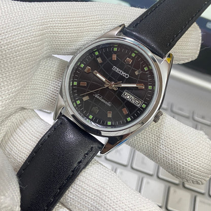 Vintage Seiko 5 Automatic 17 Jewels Cal. 6309 Black Face Black Band B78