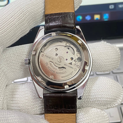 Vintage Citizen Automatic 21 Jewels Brown Face Brown Band B82