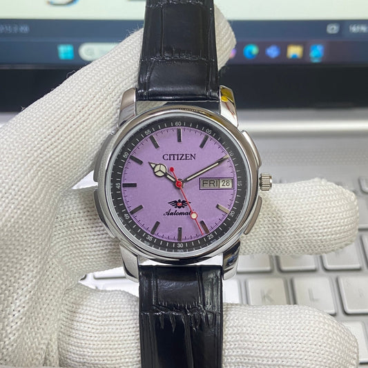 Vintage Citizen Automatic 21 Jewels Purple Face Black Band B83