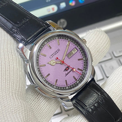 Vintage Citizen Automatic 21 Jewels Purple Face Black Band B83