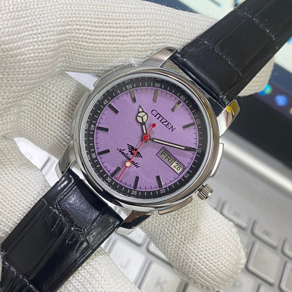 Vintage Citizen Automatic 21 Jewels Purple Face Black Band B83