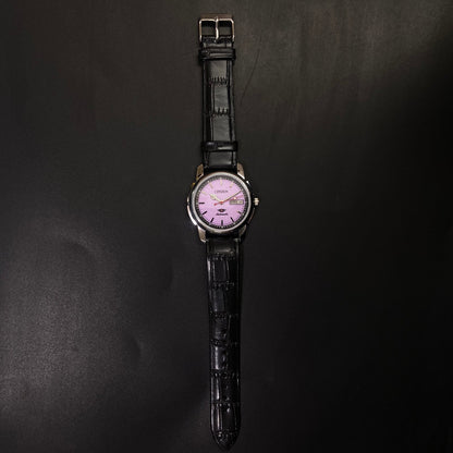 Vintage Citizen Automatic 21 Jewels Purple Face Black Band B83