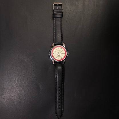 Vintage Citizen Automatic 21 Jewels Off White Face Black Band B84