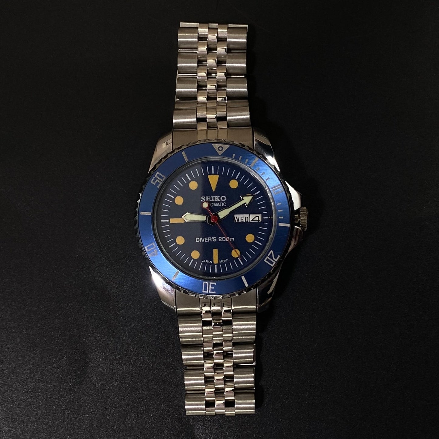 Vintage Seiko Diver Automatic Cal. 6309 17 Jewels Blue Face Blue Rotating Bezel Men's Wrist Watch C07