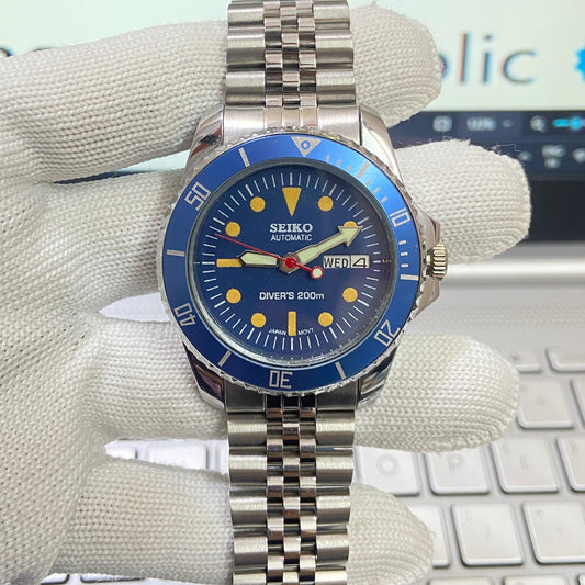 Vintage Seiko Diver Automatic Cal. 6309 17 Jewels Blue Face Blue Rotating Bezel Men's Wrist Watch C07