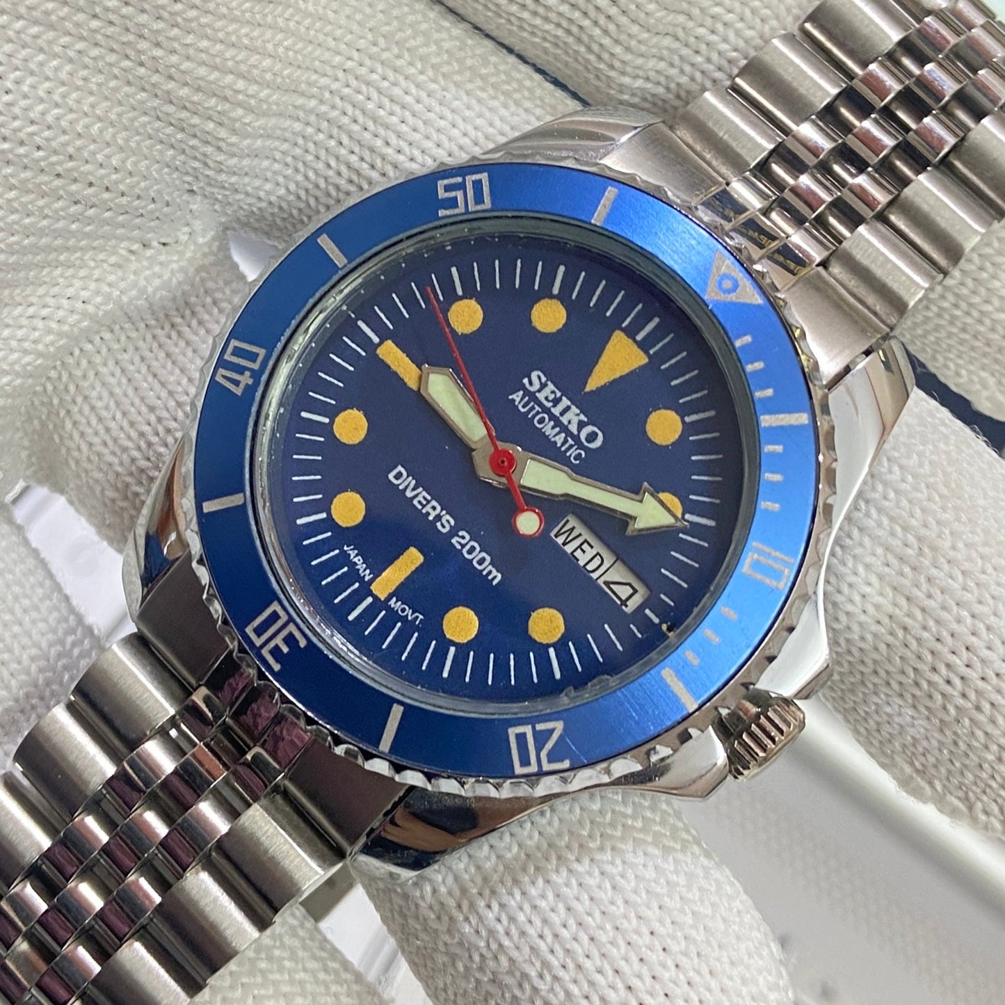 Vintage Seiko Diver Automatic Cal. 6309 17 Jewels Blue Face Blue Rotating Bezel Men's Wrist Watch C07
