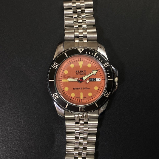 Vintage Seiko Diver Automatic Cal. 6309 17 Jewels Orange Face Black Rotating Bezel Men's Wrist Watch C08