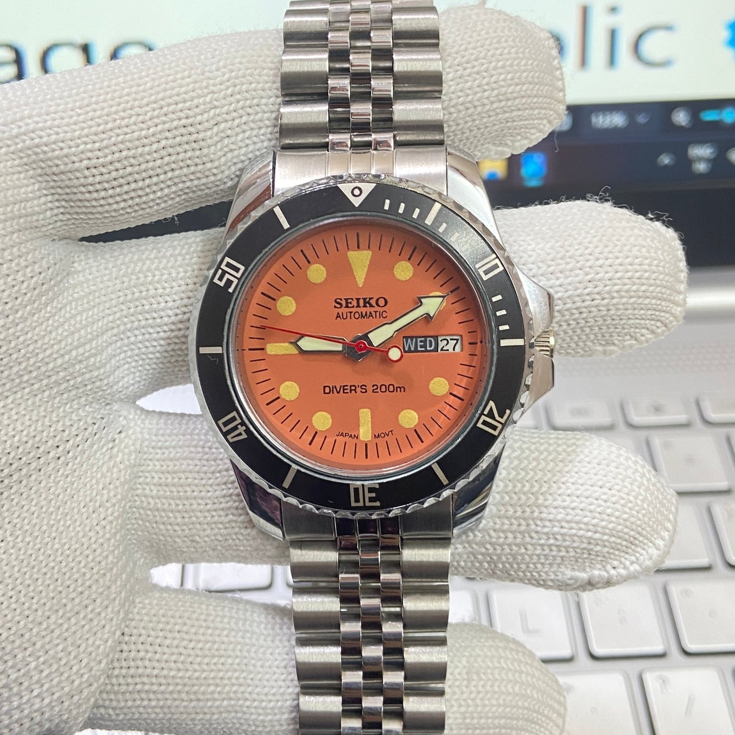 Vintage Seiko Diver Automatic Cal. 6309 17 Jewels Orange Face Black Rotating Bezel Men's Wrist Watch C08