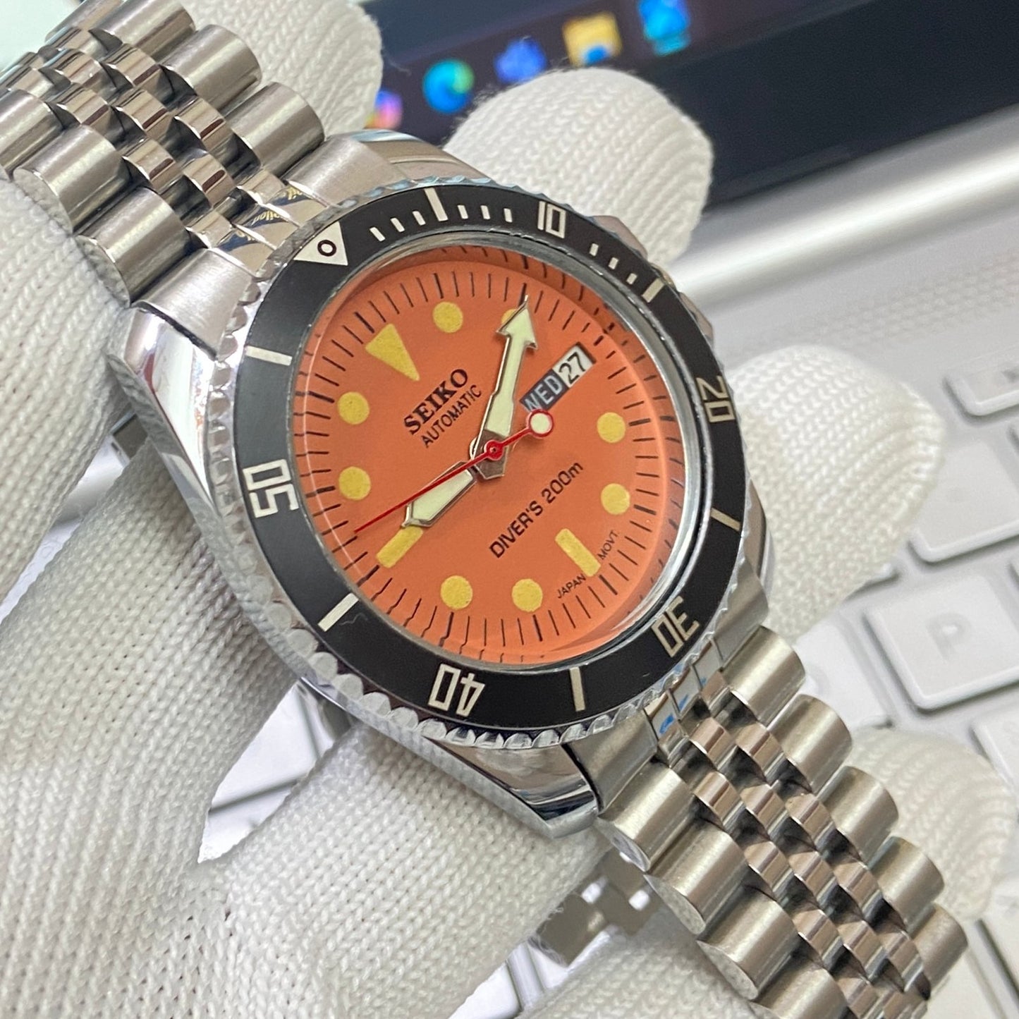 Vintage Seiko Diver Automatic Cal. 6309 17 Jewels Orange Face Black Rotating Bezel Men's Wrist Watch C08