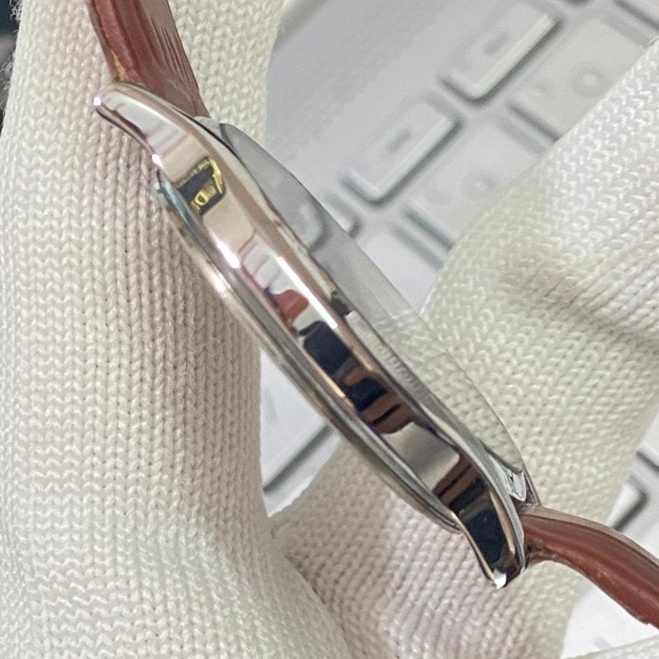 MOD Seiko Slim Quartz Blue Face Brown Band Men's Wrist Watch C13