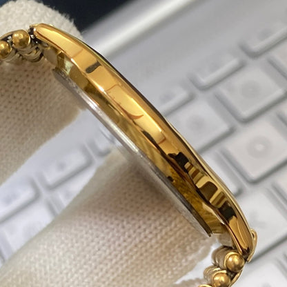 Vintage Seiko Slim Quartz Blue Face Golden Looser Chain Not Adjustable Men's Wrist Watch C19