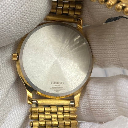 Vintage Seiko Slim Quartz Blue Face Golden Looser Chain Not Adjustable Men's Wrist Watch C19