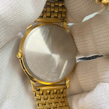 Vintage Seiko Slim Quartz Blue Face Golden Looser Chain Not Adjustable Men's Wrist Watch C20
