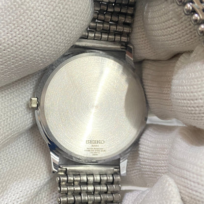 Vintage Seiko Slim Quartz Green Face Silver Looser Chain Not Adjustable Men's Wrist Watch C26