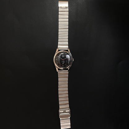 Vintage HMT Devanagari Hand Winding 17 Jewels Black Face Men's Wrist Watch C34