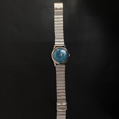 Vintage HMT Devanagari Hand Winding 17 Jewels Blue Face Men's Wrist Watch C37
