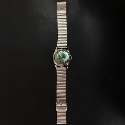 Vintage HMT Janata Urdu Hand Winding 17 Jewels Green Face Men's Wrist Watch C39