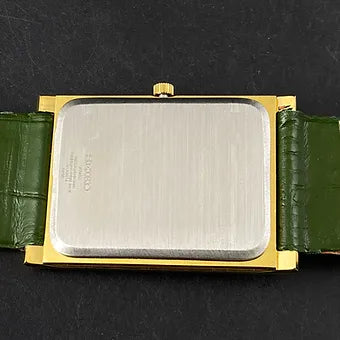 Seiko Slim Rectangular Quartz Green Face Green Band Men's Wrist watch C49