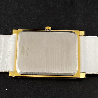 Seiko Slim Rectangular Quartz White Face White Band Men's Wrist watch C51