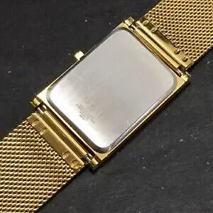 Seiko Slim Rectangular Quartz Green Face Mesh Band Men's Wrist watch C58
