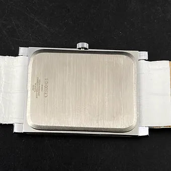 Seiko Slim Rectangular Quartz White Face White Band Men's Wrist Watch C75