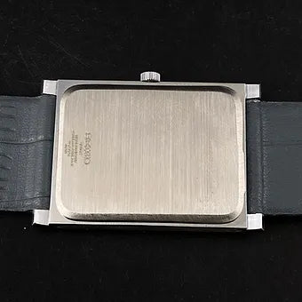 Seiko Slim Rectangular Quartz White Face Gray Band Men's Wrist Watch C76