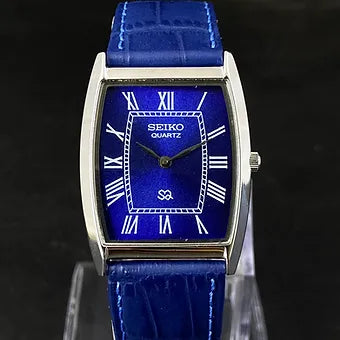 MOD Seiko Slim Barrel Quartz Blue Face Blue Band Men's Wrist Watch C89