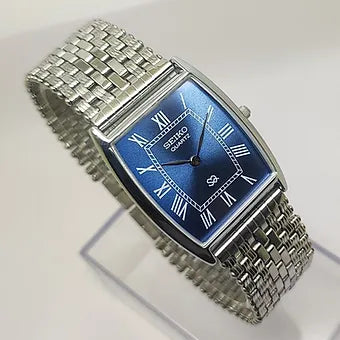 Seiko Slim Barrel Quartz Blue Face Looser Chain Not Adjustable Men's Wrist Watch C90