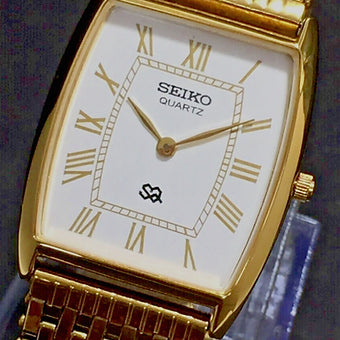 Seiko Slim Barrel Quartz White Face Looser Chain Not Adjustable Men's Wrist Watch C91