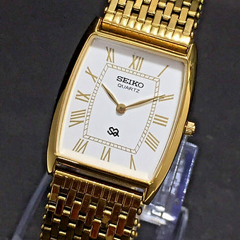 Seiko Slim Barrel Quartz White Face Looser Chain Not Adjustable Men's Wrist Watch C91