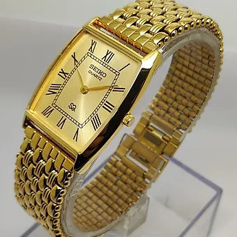 Seiko Slim Barrel Quartz Golden Face Looser Chain Not Adjustable Men's Wrist Watch C92