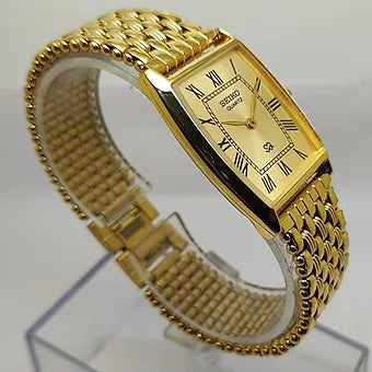 Seiko Slim Barrel Quartz Golden Face Looser Chain Not Adjustable Men's Wrist Watch C92