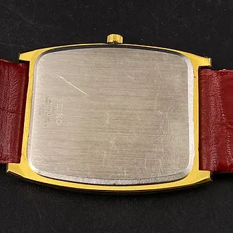 Seiko Slim Barrel Quartz Golden Face Red Band Men's Wrist Watch C94