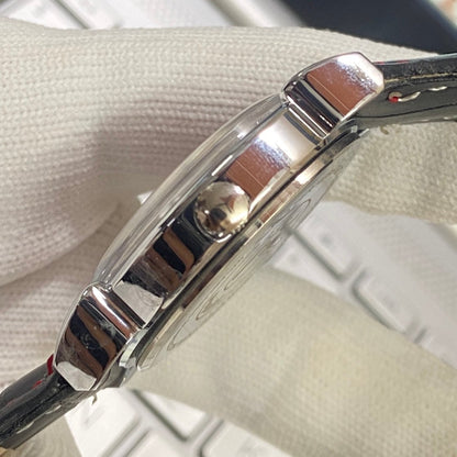 Vintage Roamer Red Face Silver Case Mechanical Hand Winding 17 jewels Black Leather Strap Men's Wrist Watch D55