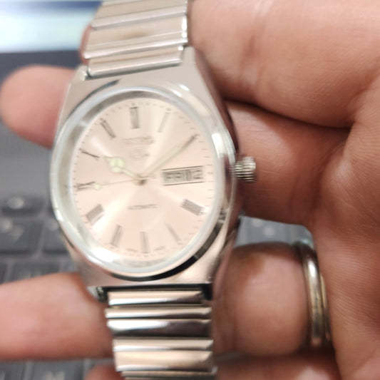 Vintage Seiko 5 Automatic 17Jewels Cal. 6309 Silver Face Men's Wrist Watch D95