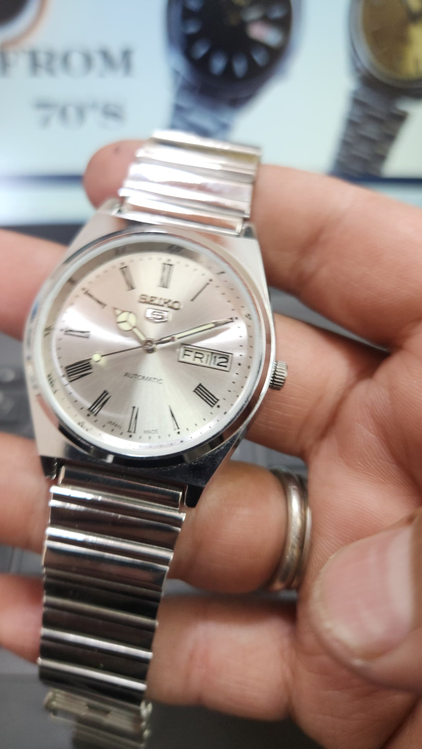Vintage Seiko 5 Automatic 17Jewels Cal. 6309 Silver Face Men's Wrist Watch D95