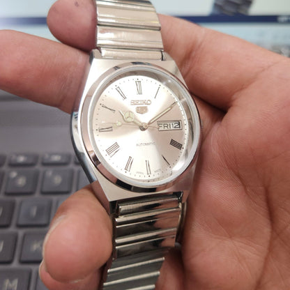 Vintage Seiko 5 Automatic 17Jewels Cal. 6309 Silver Face Men's Wrist Watch D95