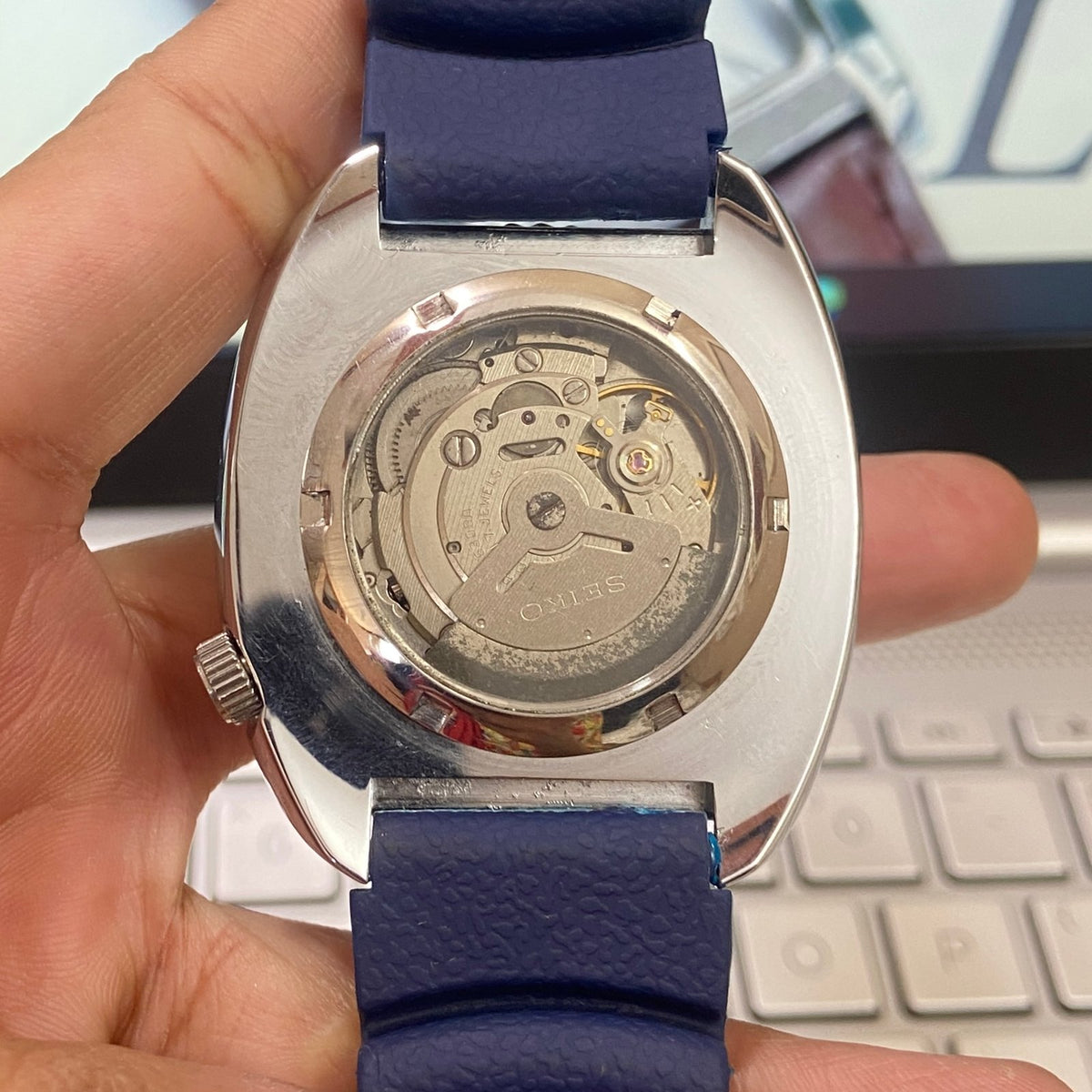 Vintage MOD Seiko Turtle Automatic White Face Cal. 6309 Rotating Bezel 17Jewels Day-Date Silicone Strap Men's Wrist Watch E07