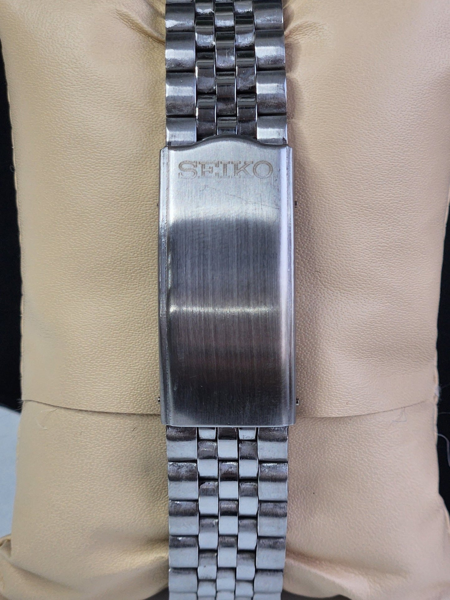 Vintage Mod Seiko 5 Automatic 6309A 17 Jewels Japan Men's Day-Date Peach Face Wrist Watch E11