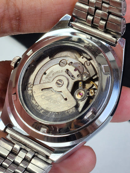 Vintage Mod Seiko 5 Automatic 6309A 17 Jewels Japan Men's Day-Date Blue Face Wrist Watch E14