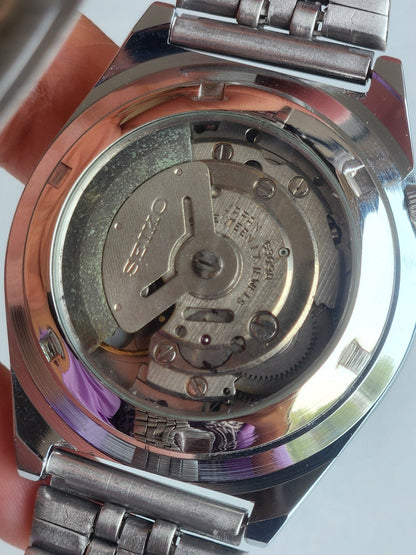 Vintage Mod Seiko 5 Automatic 6309A 17 Jewels Japan Men's Day-Date Black Face Wrist Watch E20