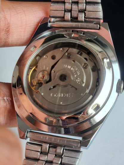 Vintage Mod Seiko 5 Automatic 6309A 17 Jewels Japan Men's Day-Date Black Face Wrist Watch E21