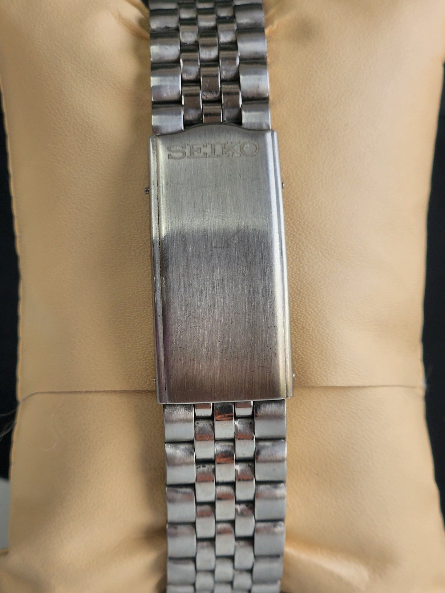 Vintage Mod Seiko 5 Automatic Arabic Blue Face 6309A 17 Jewels Japan Men's Day-Date Wrist Watch E31