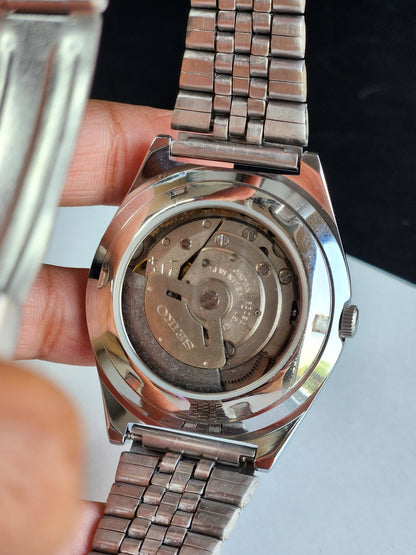 Vintage Mod Seiko 5 Automatic Arabic Brown Face 6309A 17 Jewels Japan Men's Day-Date Wrist Watch E33