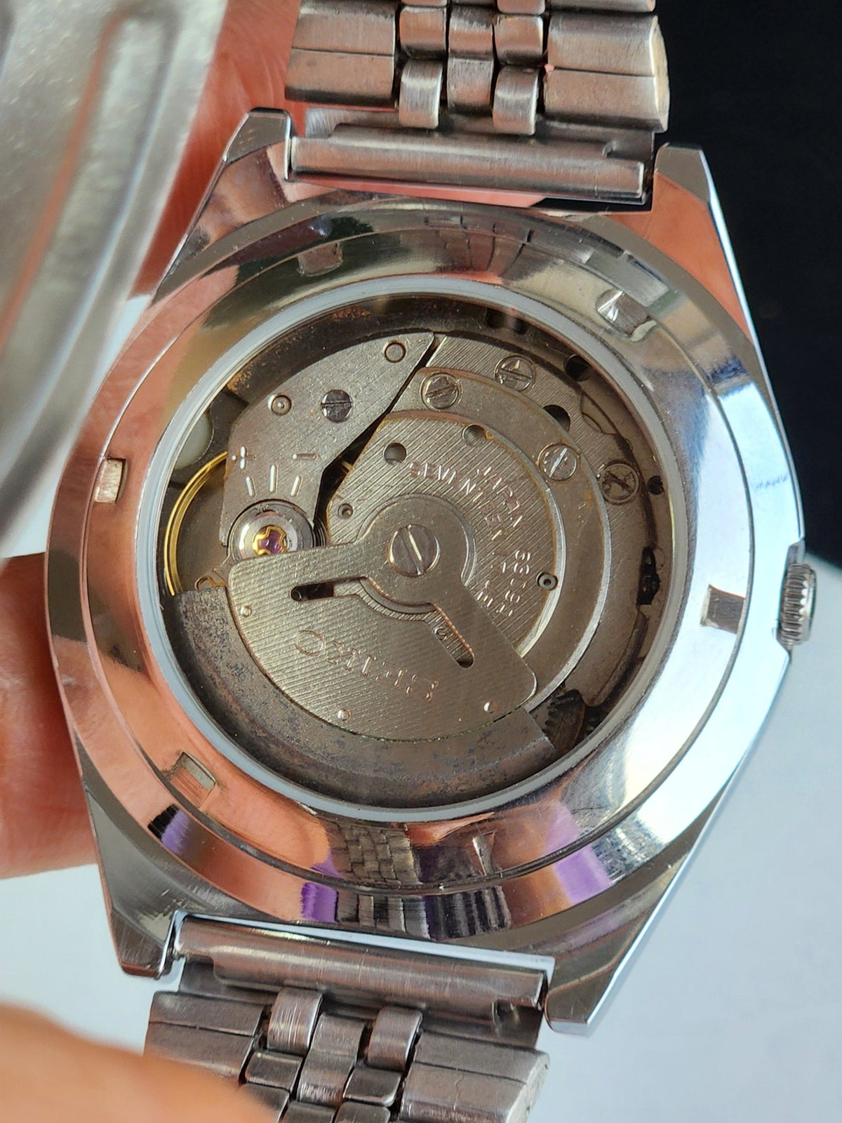 Vintage Mod Seiko 5 Automatic Red Face 6309A 17 Jewels Japan Men's Date Wrist Watch E39