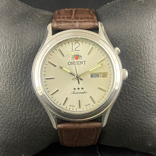 Vintage Orient Silver Face Automatic 21 Jewels Men,s Wrist Watch