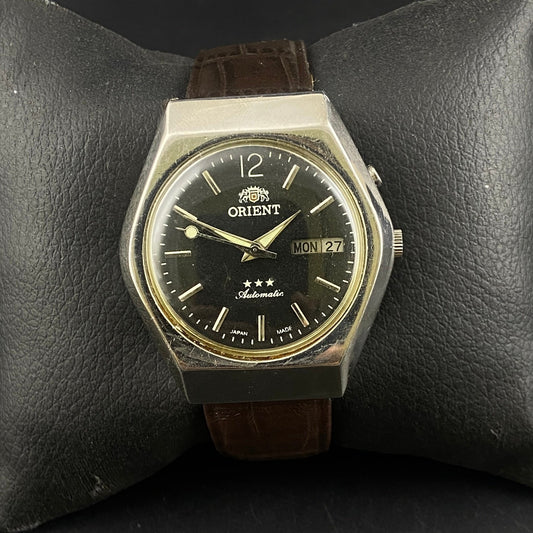 Vintage Orient Black Face Automatic 21 Jewels Men,s Wrist Watch