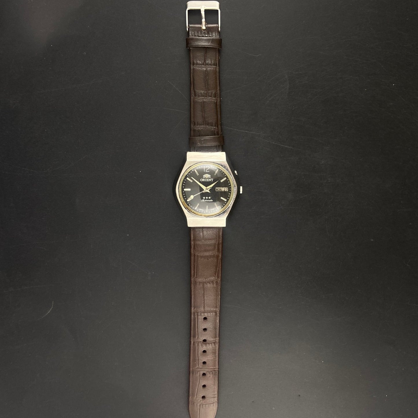 Vintage Orient Black Face Automatic 21 Jewels Men,s Wrist Watch