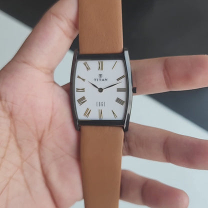 Original TITAN EDGE 1044YCE31 Barrel White Face 29MM Case Men's Watch J67